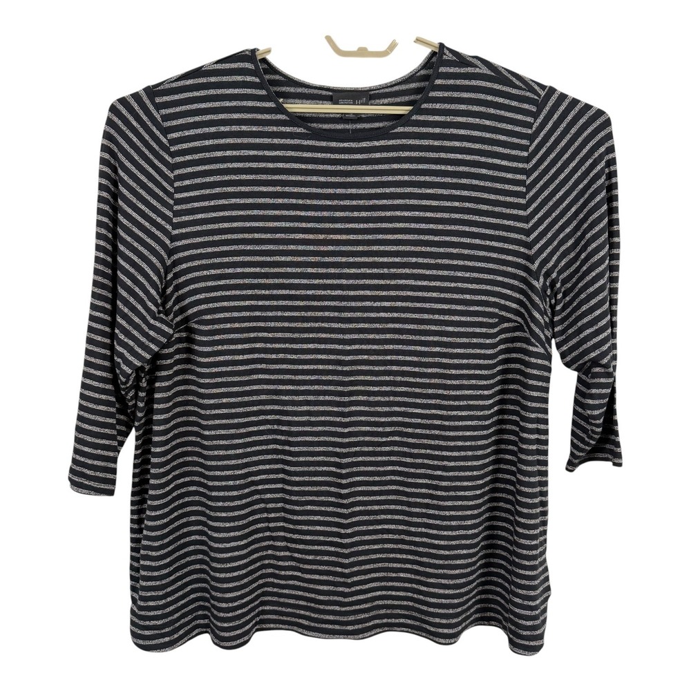J.Jill Wearever Collection Women Striped Top Size 3X 3/4 Sleeves Preppy Office